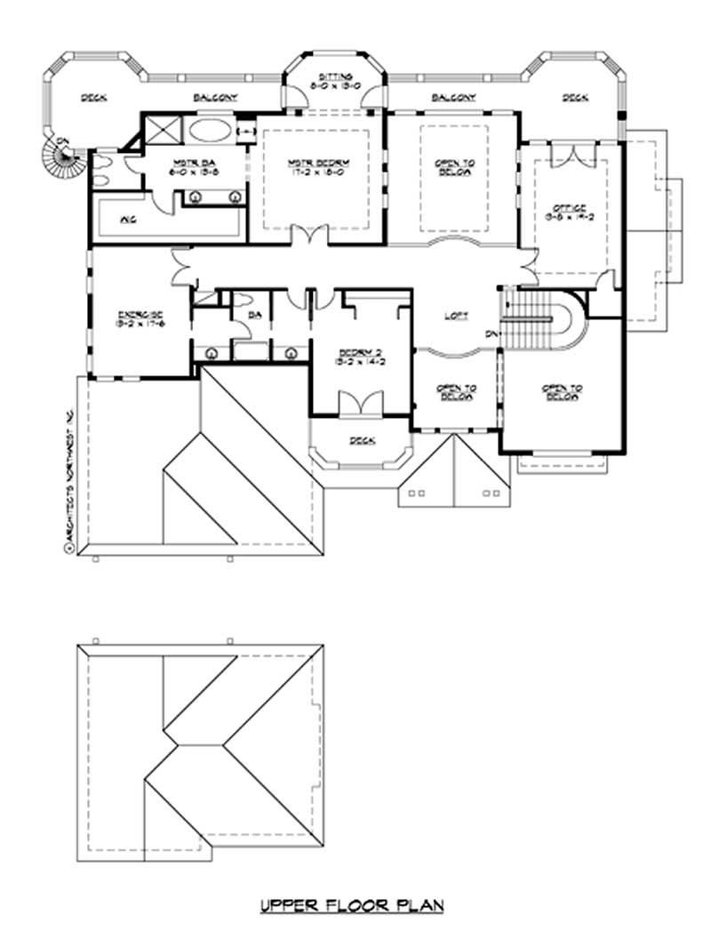 Floor Plan Second Story of Craftsman Plan #115-1198