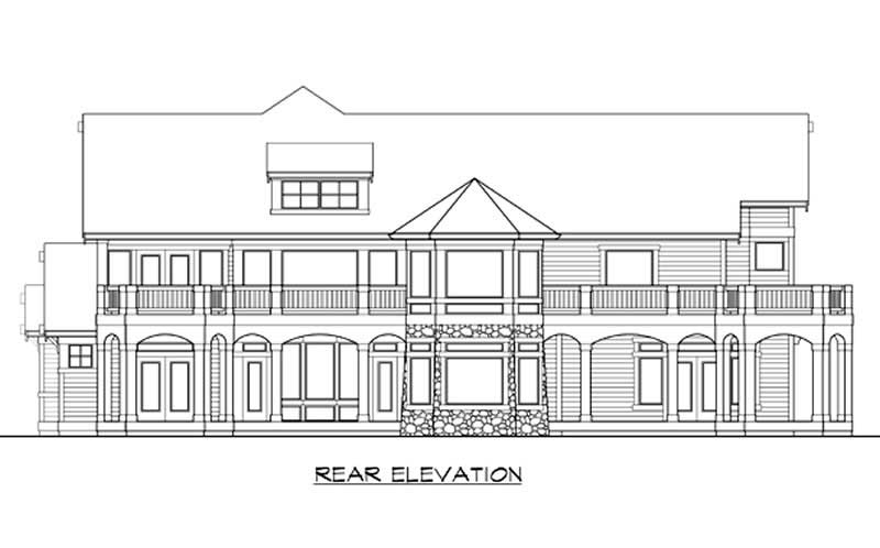 Home Plan Rear Elevation of this 4-Bedroom,4950 Sq Ft Plan -115-1198
