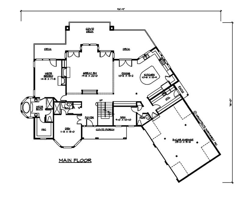 Floor Plan First Story of Multi-Level Plan #115-1199