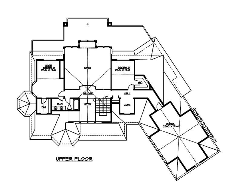 Floor Plan Second Story of Multi-Level Plan #115-1199