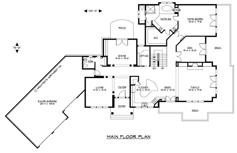 Floor Plan First Story of Luxury Plan #115-1200