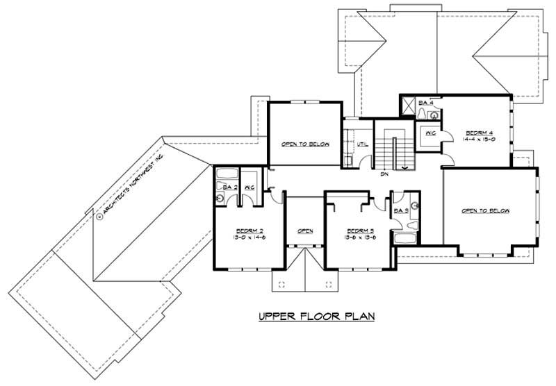 Floor Plan Second Story of Luxury Plan #115-1200