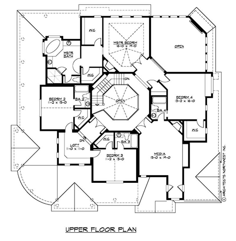 Floor Plan Second Story of Country Plan #115-1201