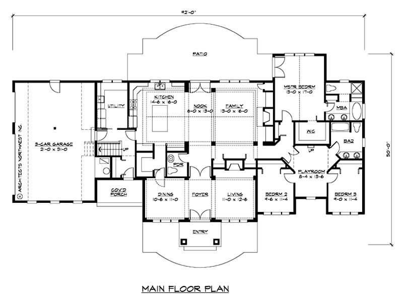Floor Plan First Story of Ranch Plan #115-1203