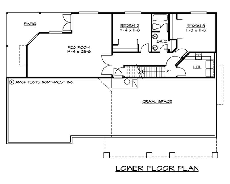 Floor Plan Basement of Cape Cod Plan #115-1205