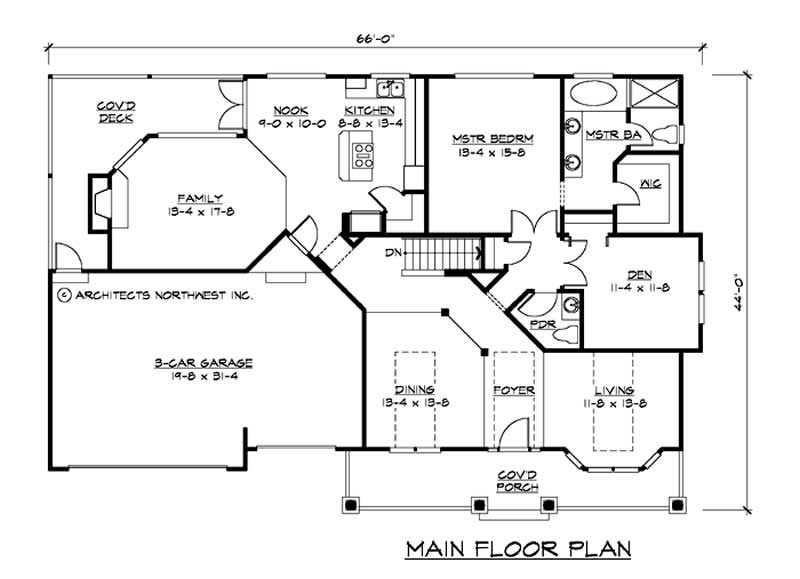 Floor Plan First Story of Cape Cod Plan #115-1205