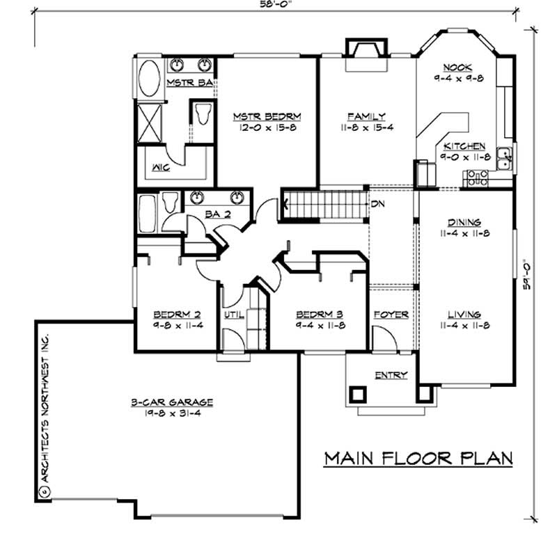 Floor Plan First Story of Ranch Plan #115-1207