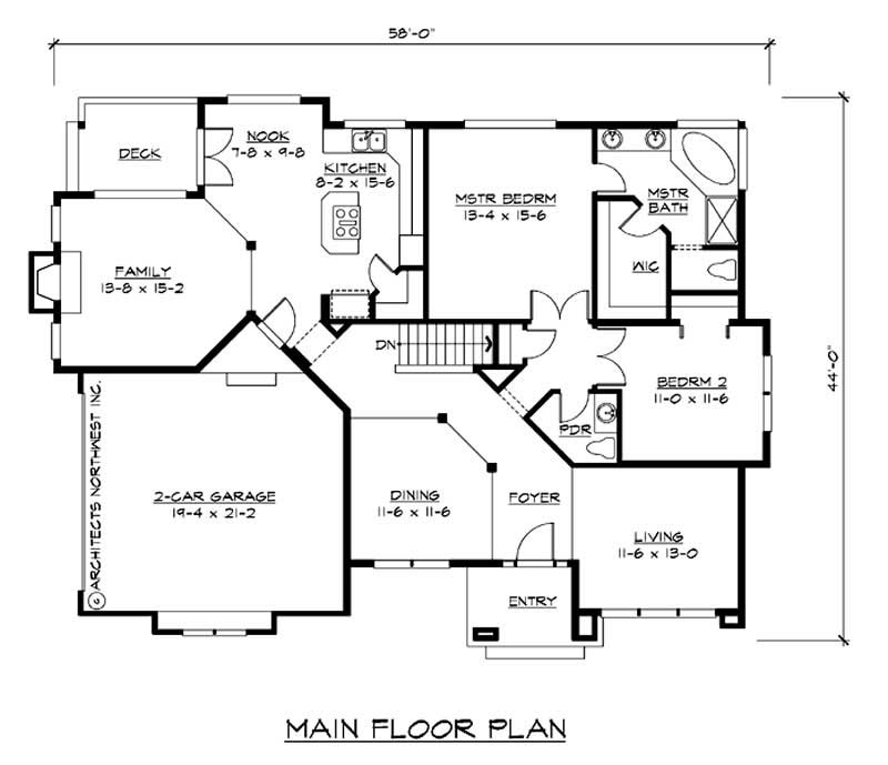 Floor Plan First Story of Ranch Plan #115-1208