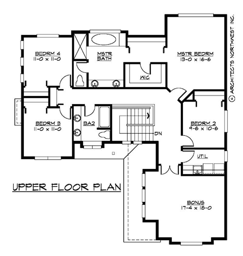 Floor Plan Second Story of Multi-Level Plan #115-1209