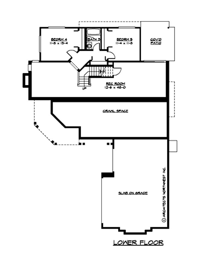 Floor Plan Basement of Ranch Plan #115-1210