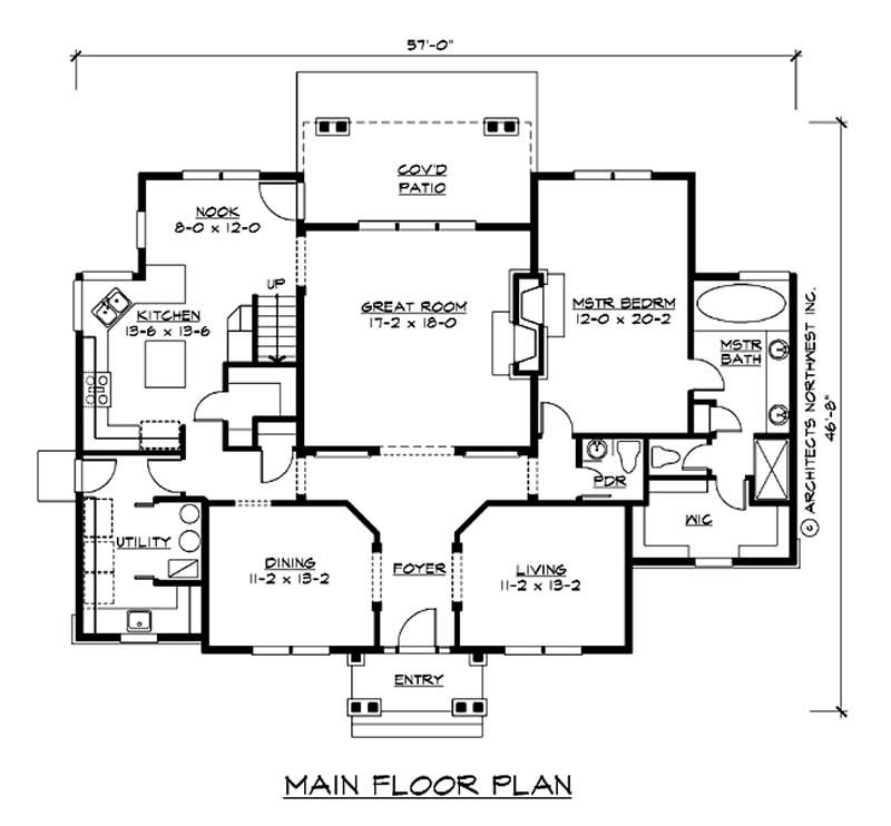 Floor Plan First Story of Craftsman Plan #115-1211