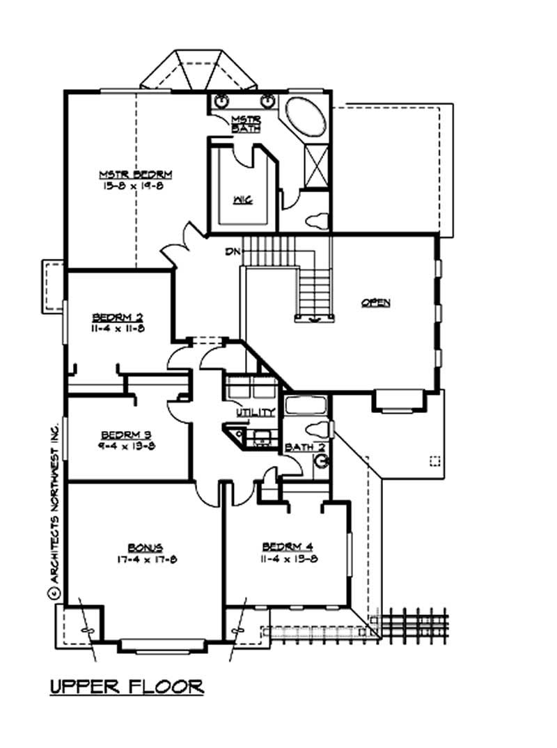 Floor Plan Second Story of Ranch Plan #115-1213