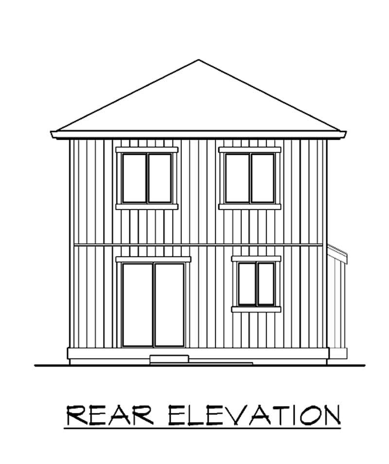 Home Plan Rear Elevation of this 4-Bedroom,1488 Sq Ft Plan -115-1214