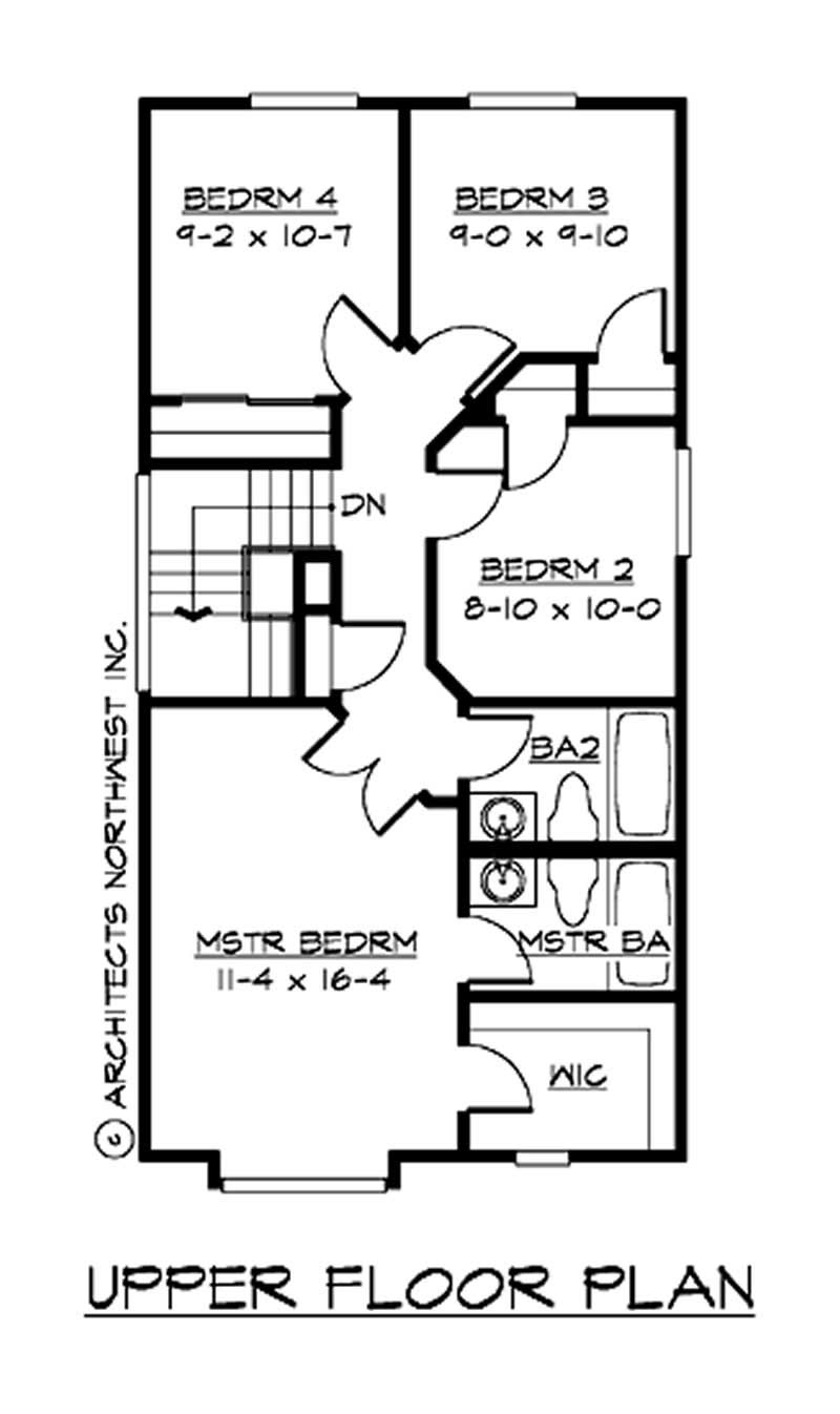 Floor Plan Second Story of Multi-Level Plan #115-1214