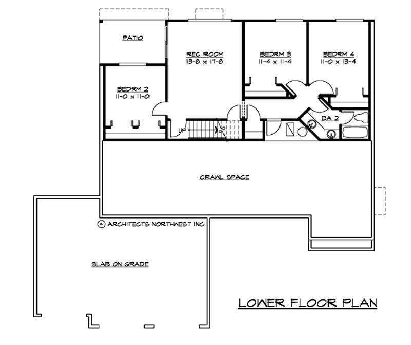 Floor Plan Basement of Ranch Plan #115-1215