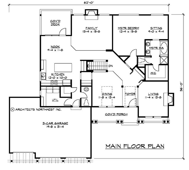 Floor Plan First Story of Ranch Plan #115-1215