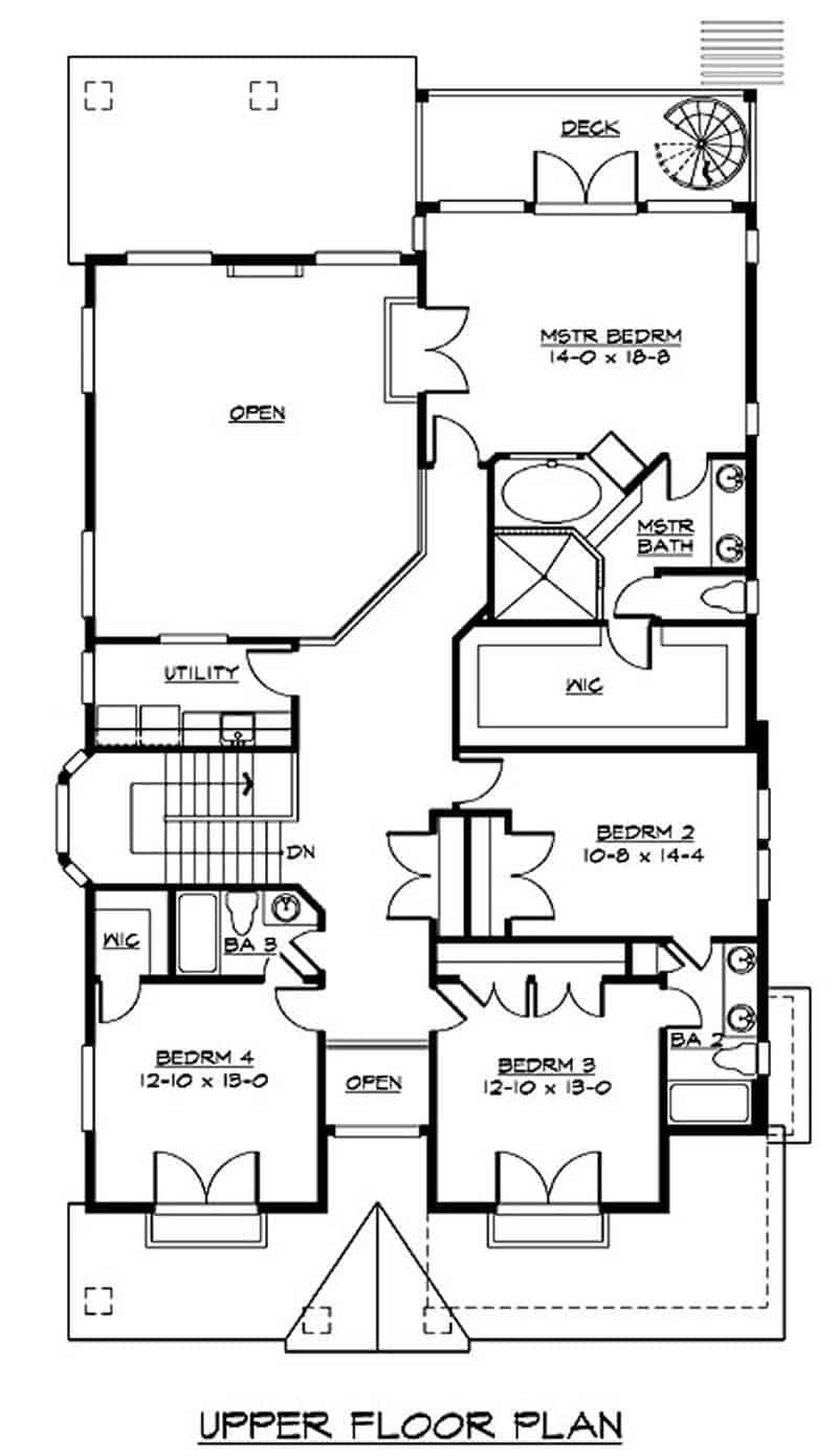 Upper Level of Craftsman Plan #115-1219