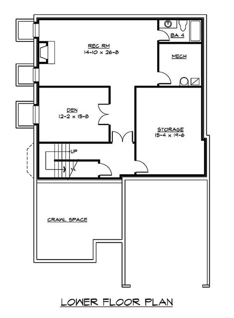 Basement of Craftsman Plan #115-1219