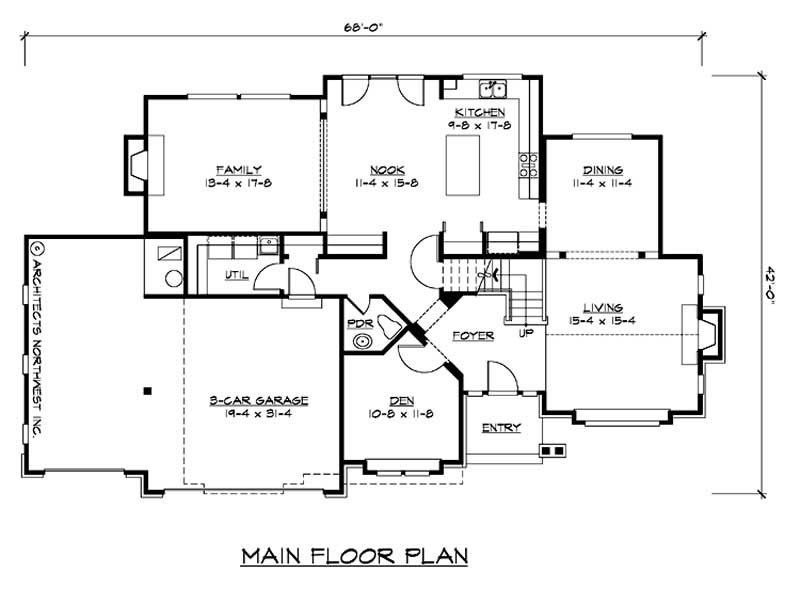 Floor Plan First Story of European Plan #115-1220