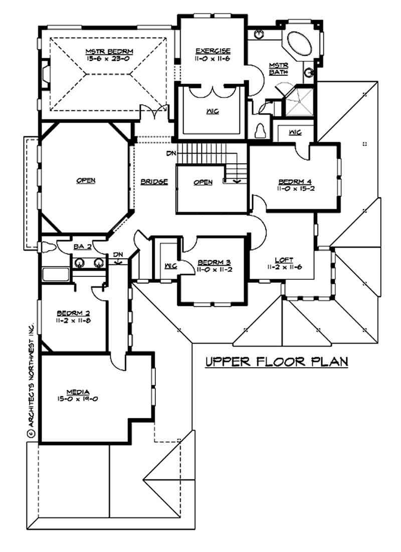 Floor Plan Second Story of Luxury Plan #115-1222