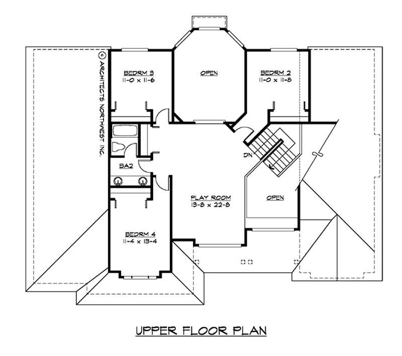 Floor Plan Second Story of Craftsman Plan #115-1223