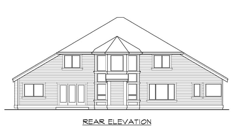 Home Plan Rear Elevation of this 4-Bedroom,3040 Sq Ft Plan -115-1223