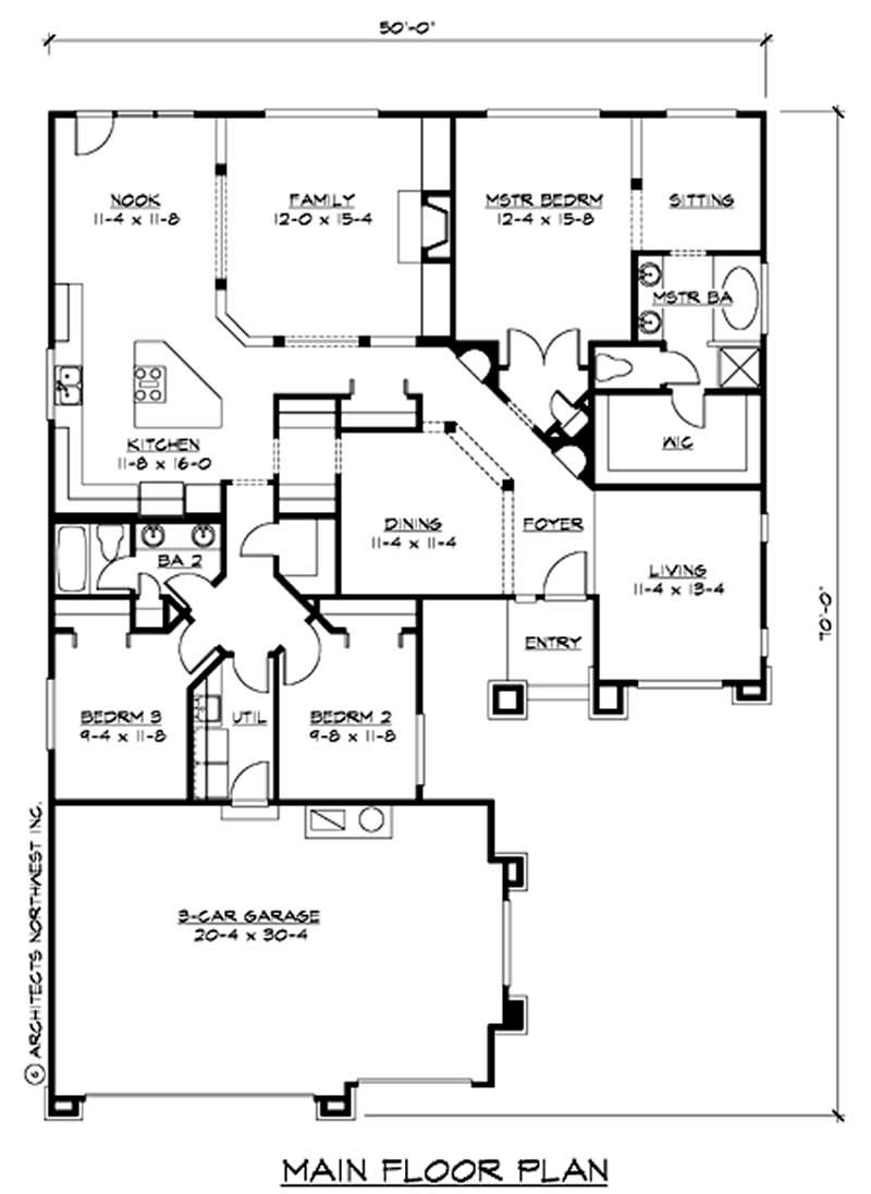 Floor Plan First Story of Ranch Plan #115-1224