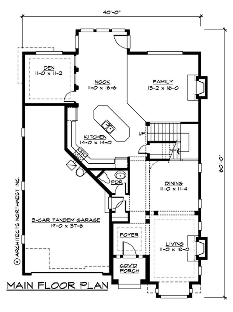 Floor Plan First Story of Tudor Plan #115-1225