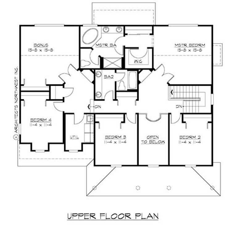 Floor Plan Second Story of Farmhouse Plan #115-1229