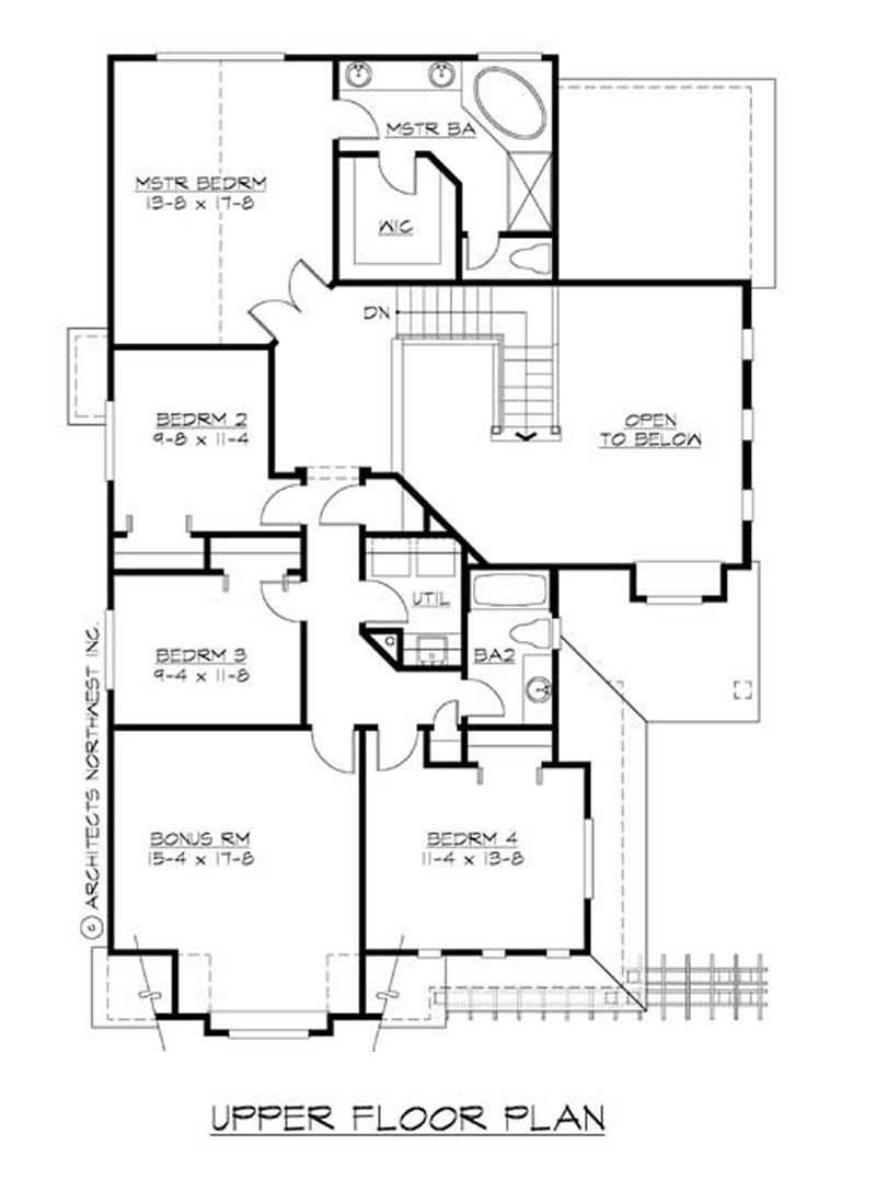Floor Plan Second Story of Craftsman Plan #115-1230