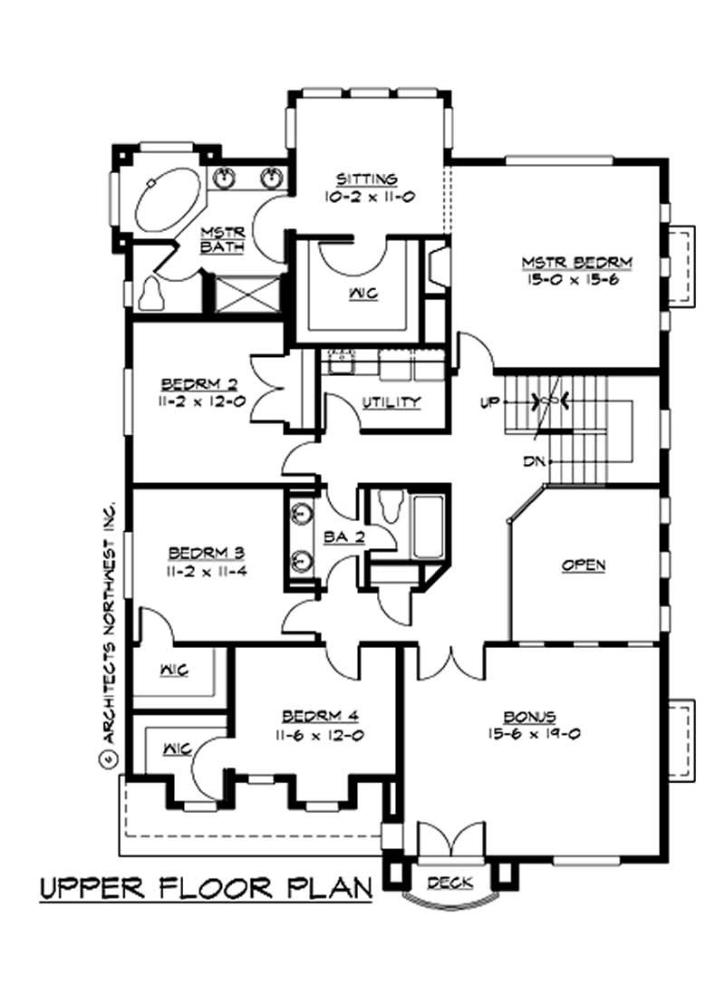 Floor Plan Second Story of Ranch Plan #115-1231