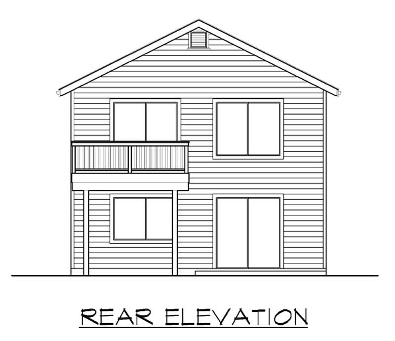 Home Plan Rear Elevation of this 5-Bedroom,1705 Sq Ft Plan -115-1232