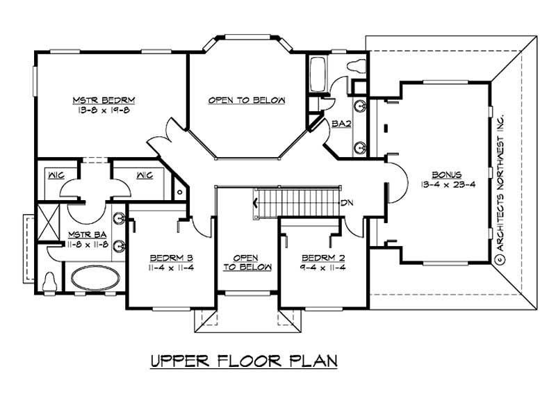 Floor Plan Second Story of European Plan #115-1233