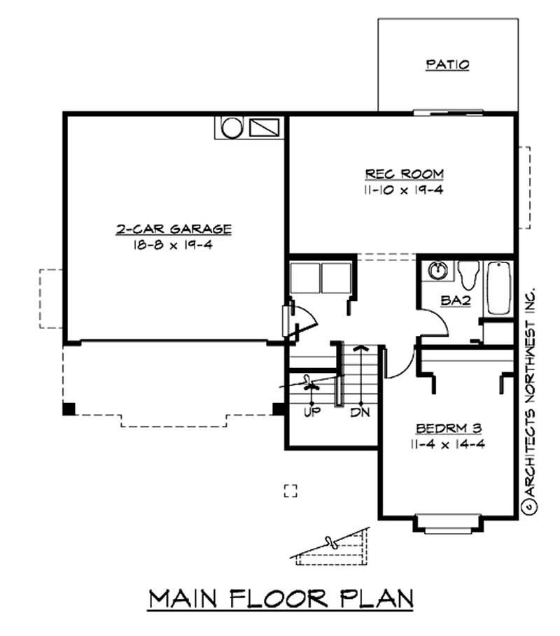 Floor Plan First Story of Ranch Plan #115-1234