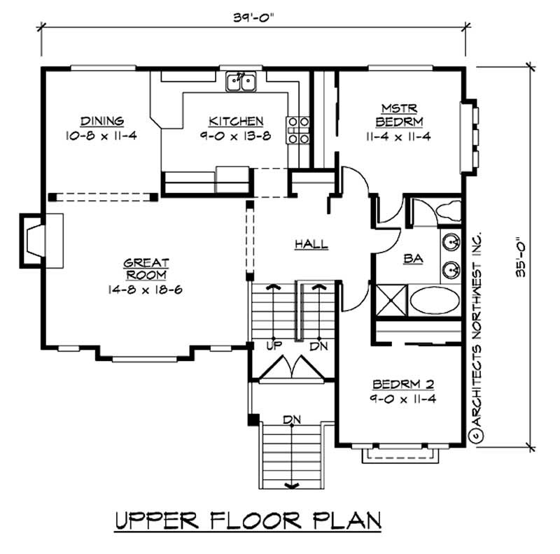 Floor Plan Second Story of Ranch Plan #115-1234