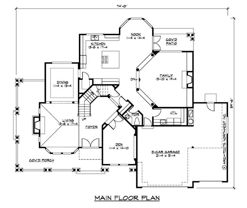 Floor Plan First Story of Country Plan #115-1235