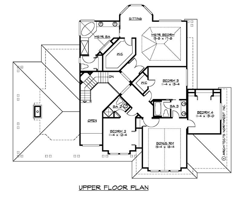 Floor Plan Second Story of Country Plan #115-1235