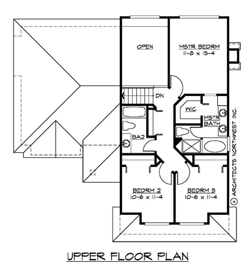 Floor Plan Second Story of Craftsman Plan #115-1237