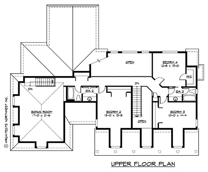 Floor Plan Second Story of Cape Cod Plan #115-1239
