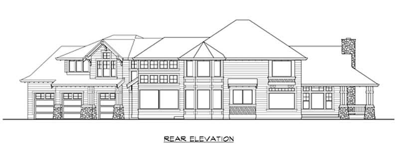 Home Plan Rear Elevation of this 4-Bedroom,4025 Sq Ft Plan -115-1243