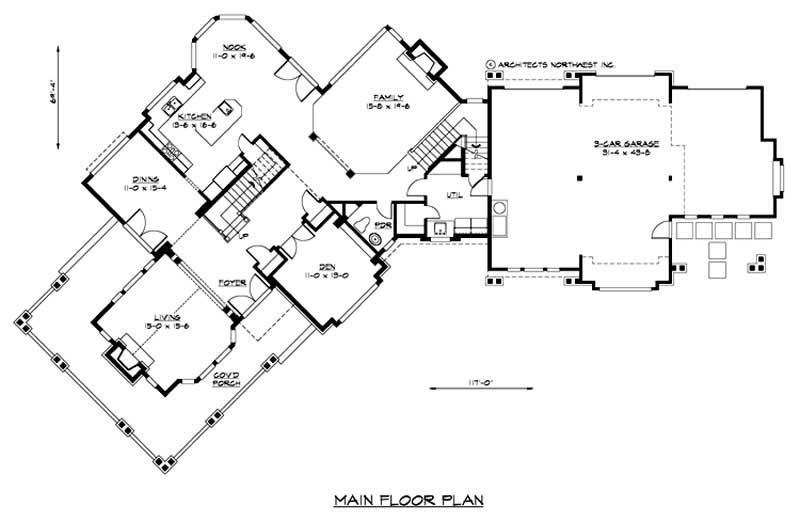Floor Plan First Story of Country Plan #115-1243