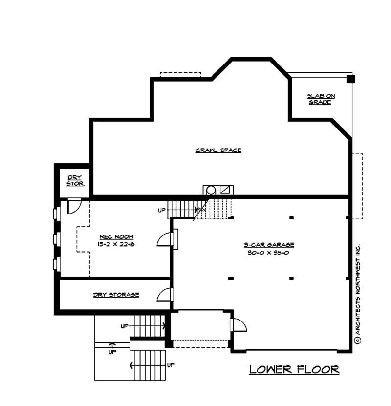 Floor Plan Basement of Multi-Level Plan #115-1244