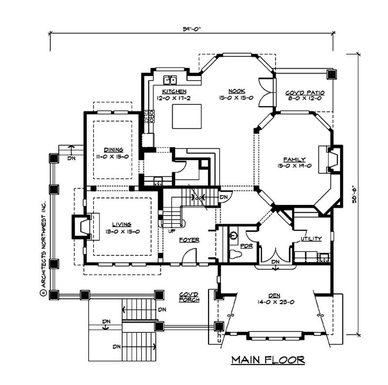 Floor Plan First Story of Multi-Level Plan #115-1244