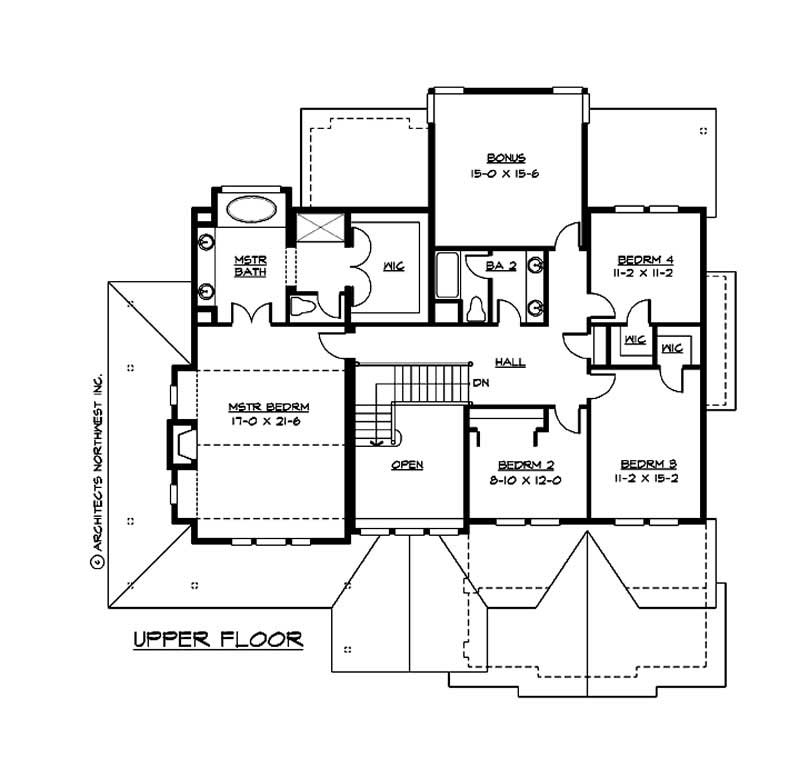 Floor Plan Second Story of Multi-Level Plan #115-1244