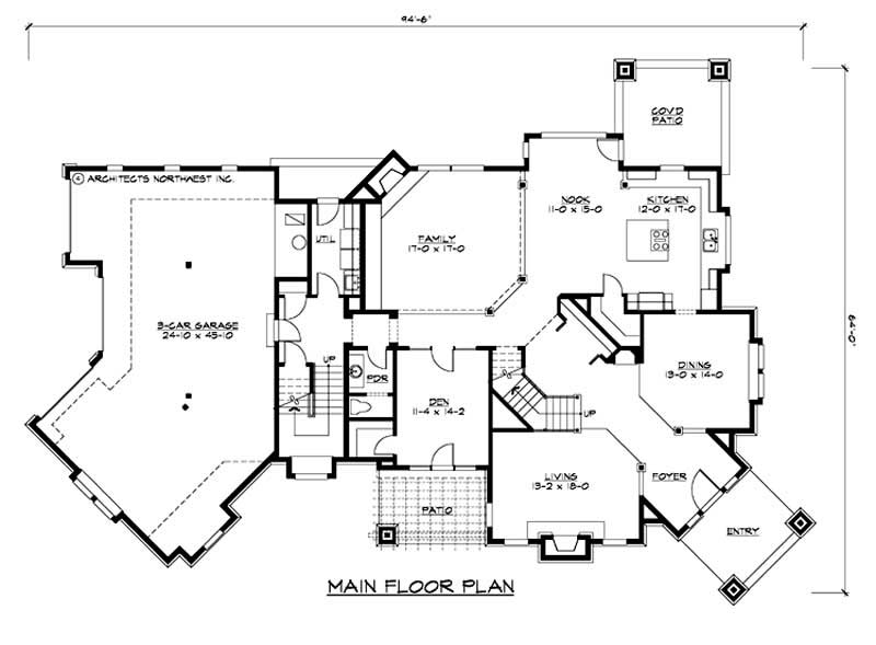 Floor Plan First Story of Luxury Plan #115-1246