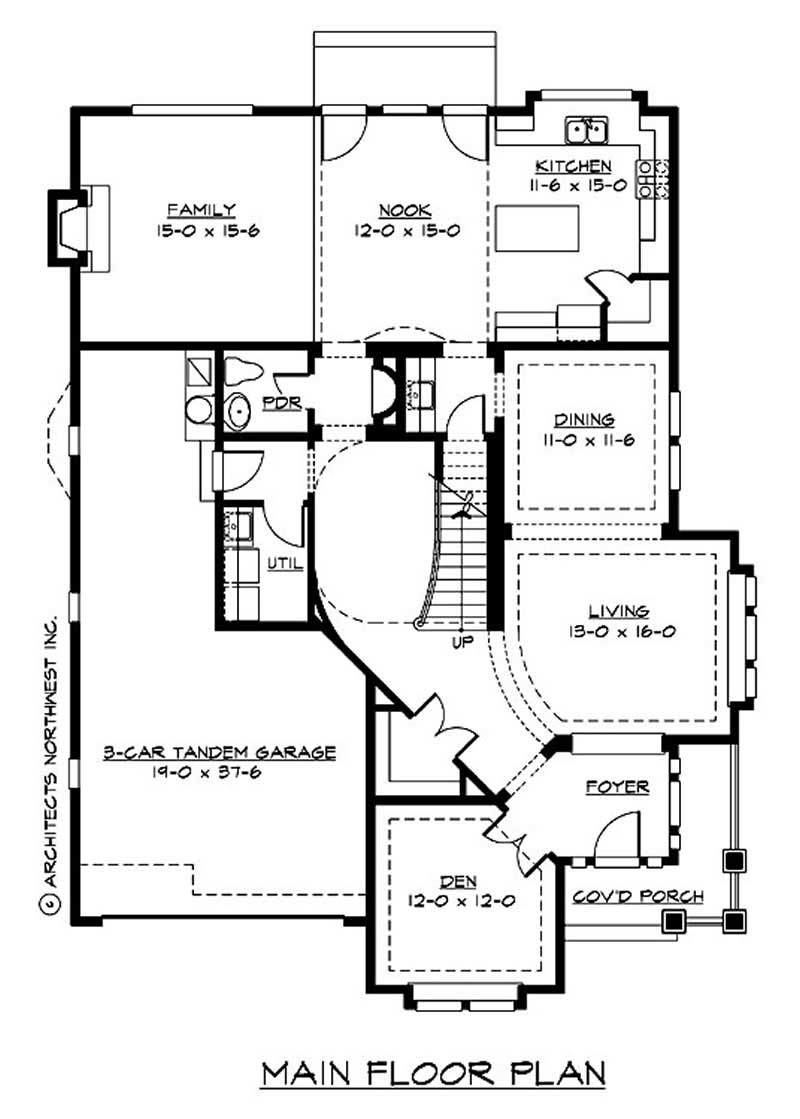 Floor Plan First Story of Craftsman Plan #115-1249