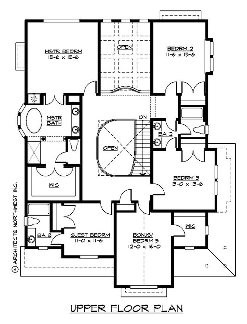 Floor Plan Second Story of Craftsman Plan #115-1249