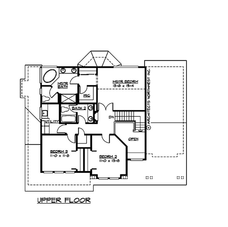 Floor Plan Second Story of Ranch Plan #115-1251