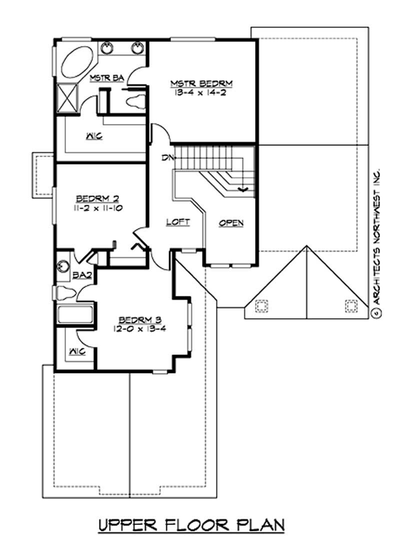 Floor Plan Second Story of Craftsman Plan #115-1252