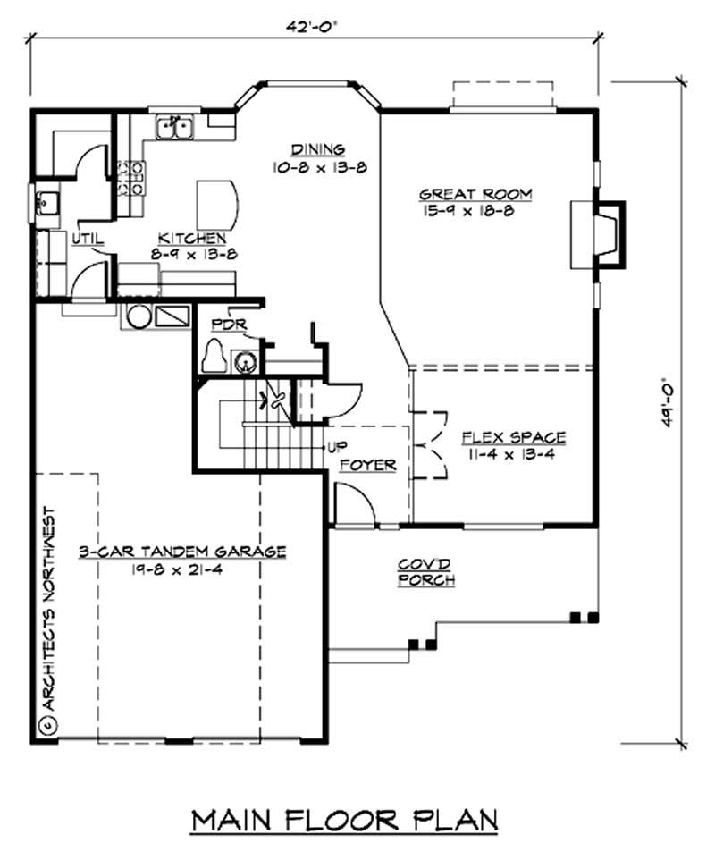 Floor Plan First Story of Ranch Plan #115-1253